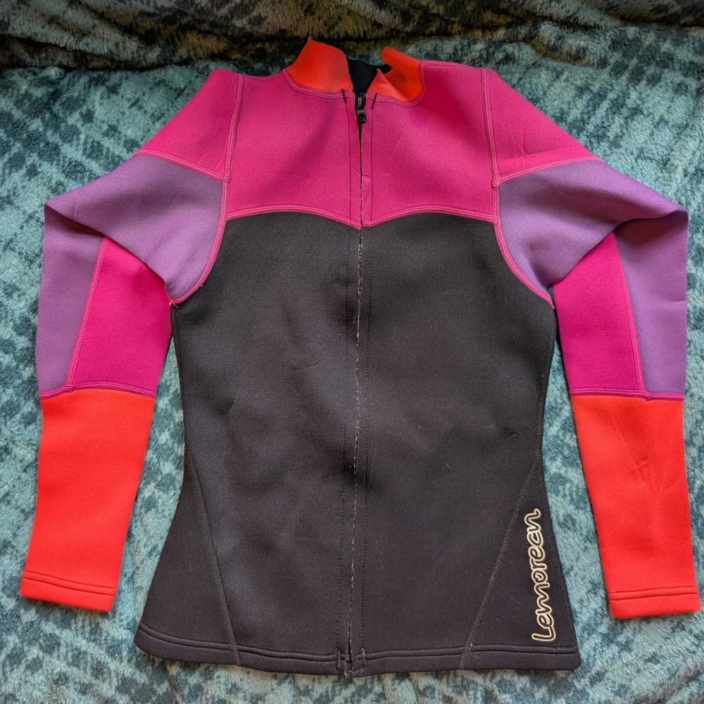 Lemorecn Kids Wetsuit Top Long Sleeve Neoprene Zip Front Colorblock Pink Size 6
